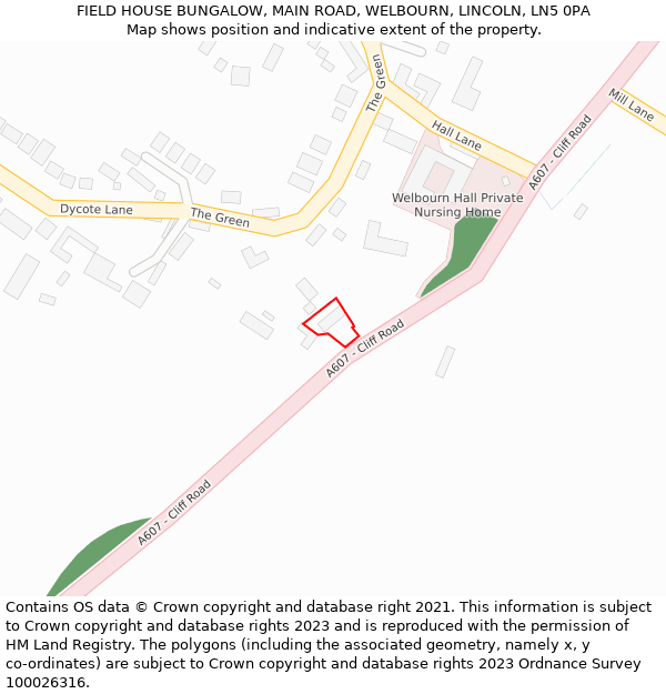 FIELD HOUSE BUNGALOW, MAIN ROAD, WELBOURN, LINCOLN, LN5 0PA: Location map and indicative extent of plot