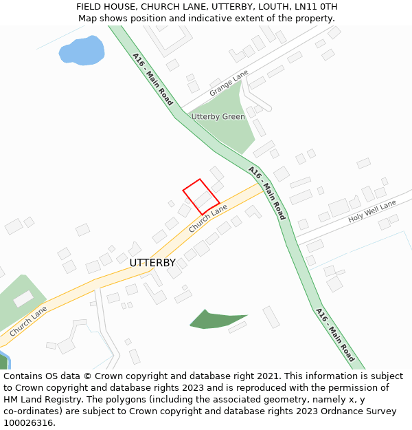 FIELD HOUSE, CHURCH LANE, UTTERBY, LOUTH, LN11 0TH: Location map and indicative extent of plot