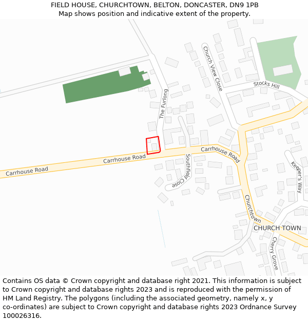 FIELD HOUSE, CHURCHTOWN, BELTON, DONCASTER, DN9 1PB: Location map and indicative extent of plot