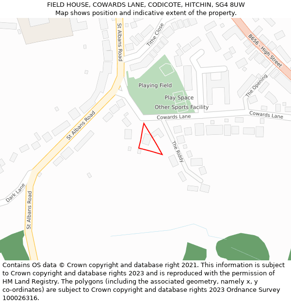 FIELD HOUSE, COWARDS LANE, CODICOTE, HITCHIN, SG4 8UW: Location map and indicative extent of plot