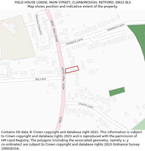 FIELD HOUSE LODGE, MAIN STREET, CLARBOROUGH, RETFORD, DN22 9LS: Location map and indicative extent of plot