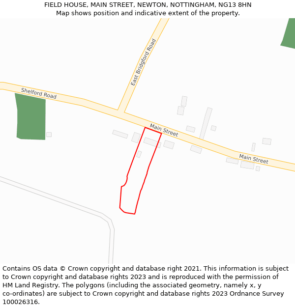 FIELD HOUSE, MAIN STREET, NEWTON, NOTTINGHAM, NG13 8HN: Location map and indicative extent of plot