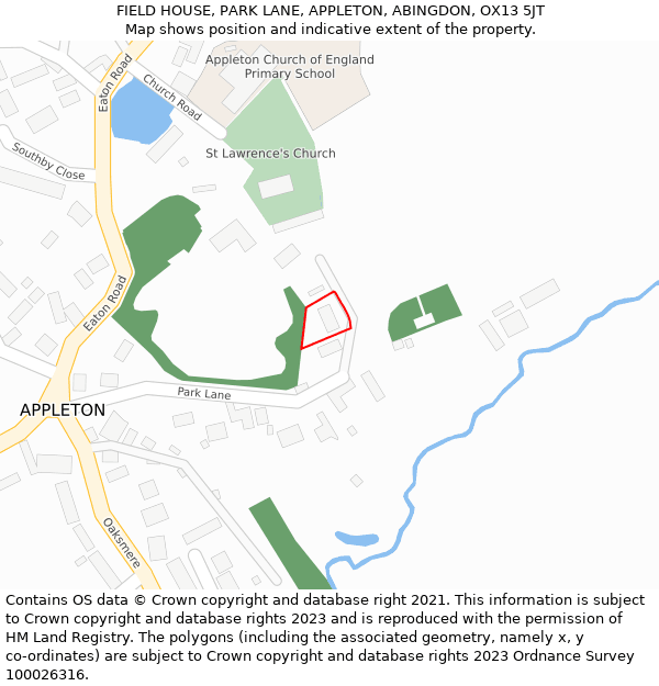 FIELD HOUSE, PARK LANE, APPLETON, ABINGDON, OX13 5JT: Location map and indicative extent of plot