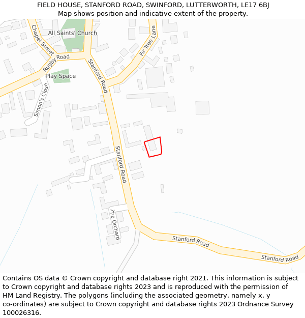 FIELD HOUSE, STANFORD ROAD, SWINFORD, LUTTERWORTH, LE17 6BJ: Location map and indicative extent of plot