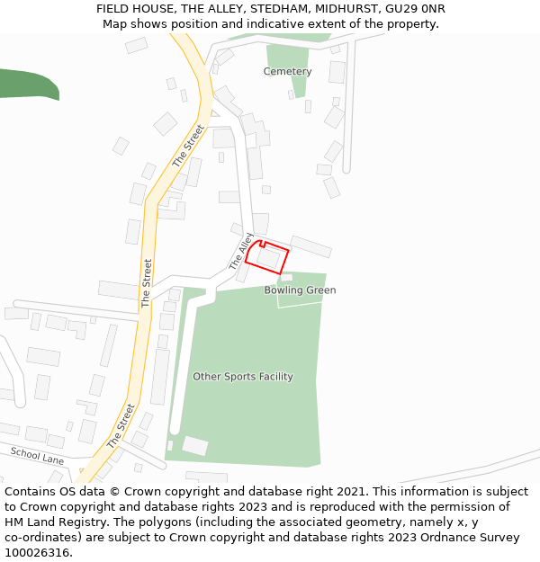 FIELD HOUSE, THE ALLEY, STEDHAM, MIDHURST, GU29 0NR: Location map and indicative extent of plot