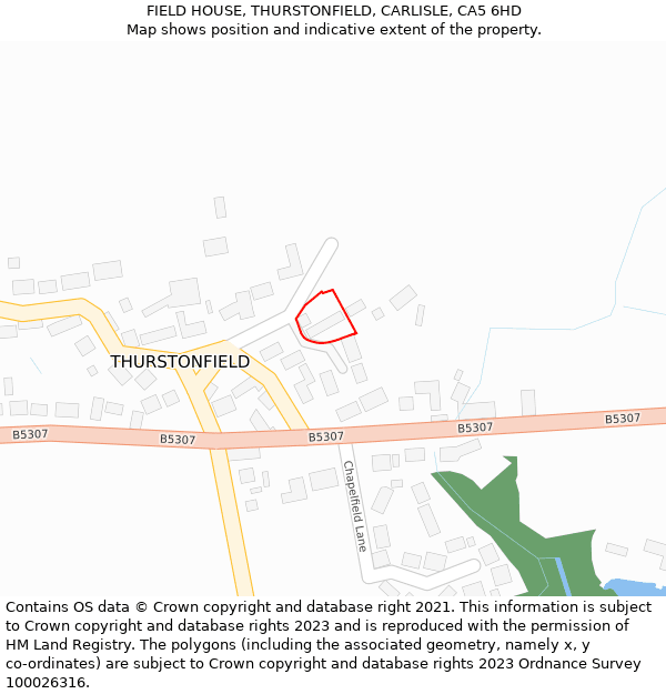 FIELD HOUSE, THURSTONFIELD, CARLISLE, CA5 6HD: Location map and indicative extent of plot