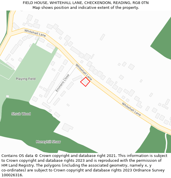 FIELD HOUSE, WHITEHALL LANE, CHECKENDON, READING, RG8 0TN: Location map and indicative extent of plot