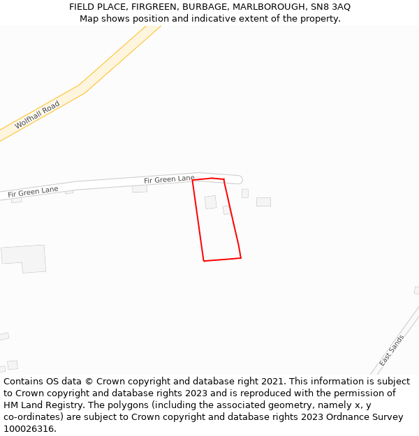 FIELD PLACE, FIRGREEN, BURBAGE, MARLBOROUGH, SN8 3AQ: Location map and indicative extent of plot