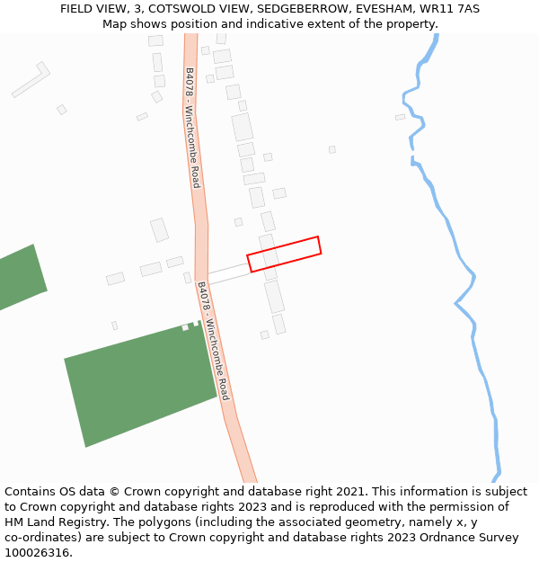 FIELD VIEW, 3, COTSWOLD VIEW, SEDGEBERROW, EVESHAM, WR11 7AS: Location map and indicative extent of plot