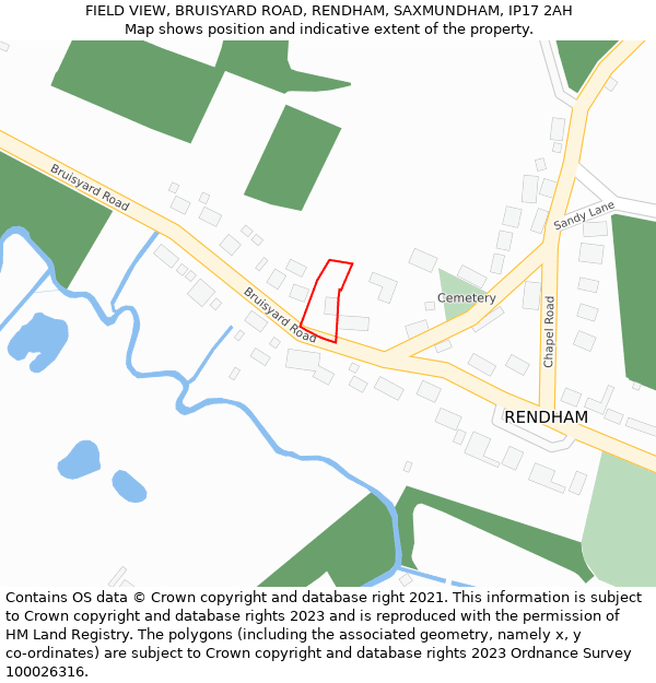 FIELD VIEW, BRUISYARD ROAD, RENDHAM, SAXMUNDHAM, IP17 2AH: Location map and indicative extent of plot