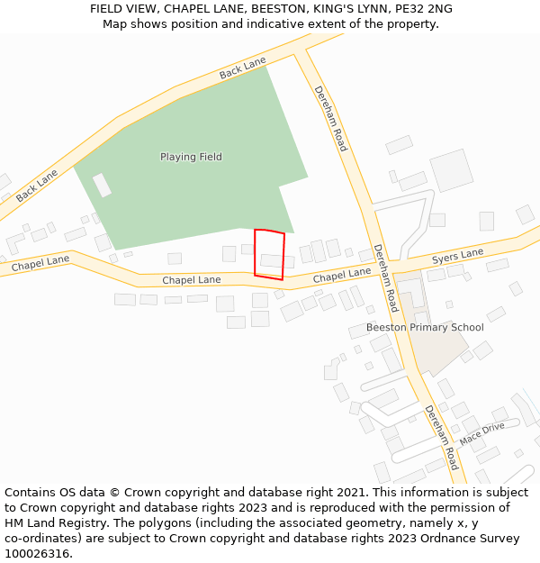 FIELD VIEW, CHAPEL LANE, BEESTON, KING'S LYNN, PE32 2NG: Location map and indicative extent of plot