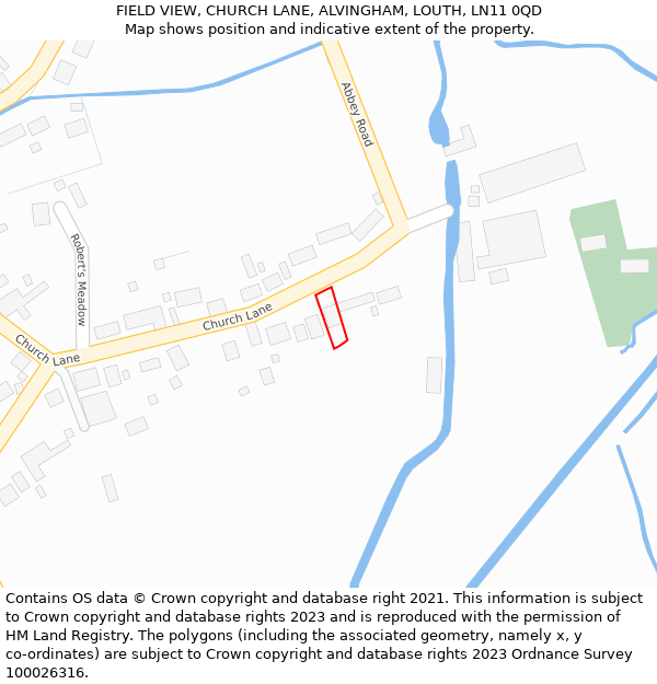 FIELD VIEW, CHURCH LANE, ALVINGHAM, LOUTH, LN11 0QD: Location map and indicative extent of plot