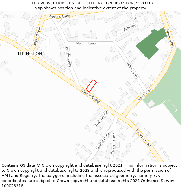 FIELD VIEW, CHURCH STREET, LITLINGTON, ROYSTON, SG8 0RD: Location map and indicative extent of plot