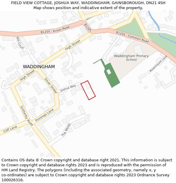 FIELD VIEW COTTAGE, JOSHUA WAY, WADDINGHAM, GAINSBOROUGH, DN21 4SH: Location map and indicative extent of plot