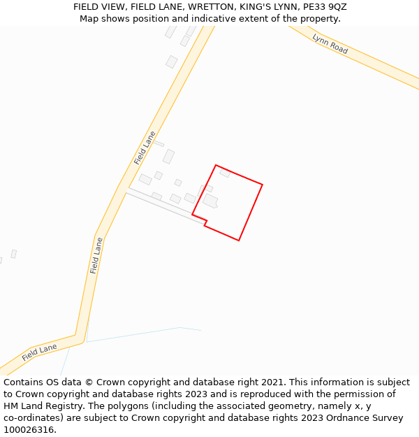 FIELD VIEW, FIELD LANE, WRETTON, KING'S LYNN, PE33 9QZ: Location map and indicative extent of plot