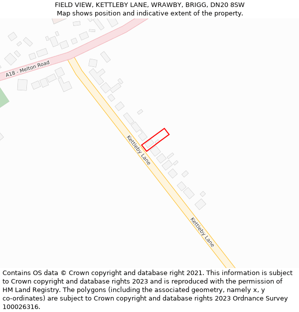 FIELD VIEW, KETTLEBY LANE, WRAWBY, BRIGG, DN20 8SW: Location map and indicative extent of plot