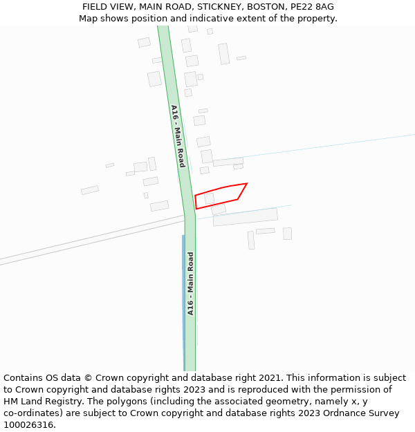 FIELD VIEW, MAIN ROAD, STICKNEY, BOSTON, PE22 8AG: Location map and indicative extent of plot