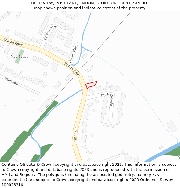 FIELD VIEW, POST LANE, ENDON, STOKE-ON-TRENT, ST9 9DT: Location map and indicative extent of plot