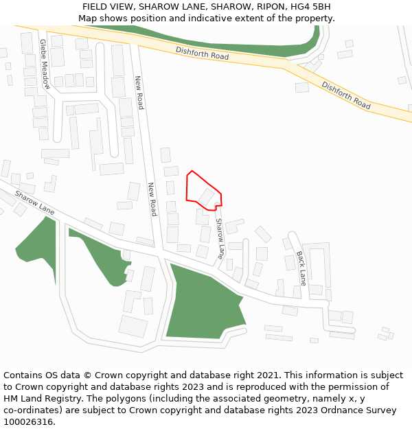 FIELD VIEW, SHAROW LANE, SHAROW, RIPON, HG4 5BH: Location map and indicative extent of plot