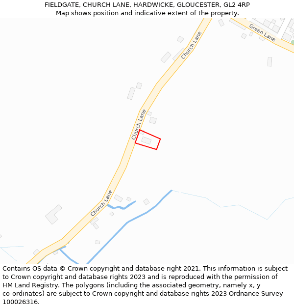 FIELDGATE, CHURCH LANE, HARDWICKE, GLOUCESTER, GL2 4RP: Location map and indicative extent of plot