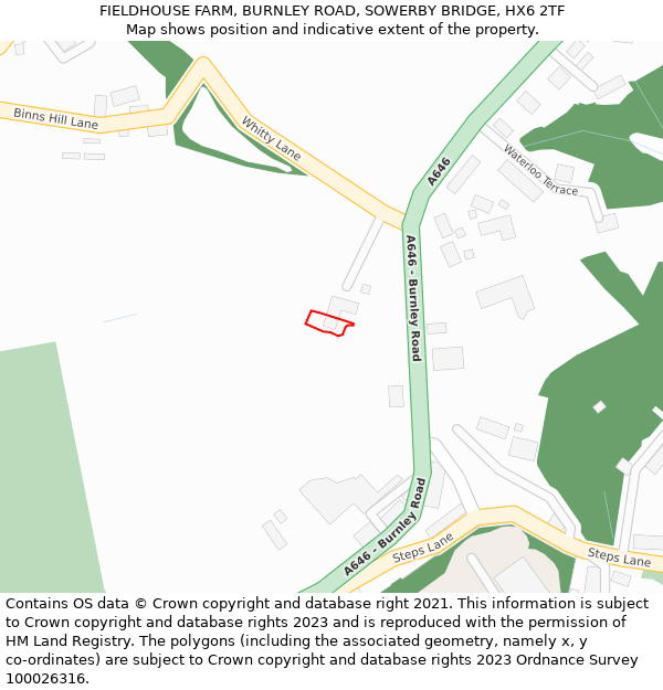 FIELDHOUSE FARM, BURNLEY ROAD, SOWERBY BRIDGE, HX6 2TF: Location map and indicative extent of plot