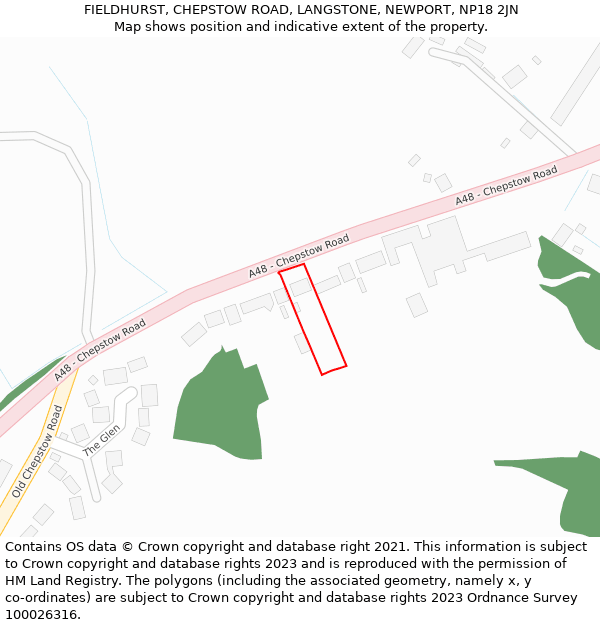 FIELDHURST, CHEPSTOW ROAD, LANGSTONE, NEWPORT, NP18 2JN: Location map and indicative extent of plot