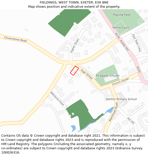 FIELDINGS, WEST TOWN, EXETER, EX6 8NE: Location map and indicative extent of plot