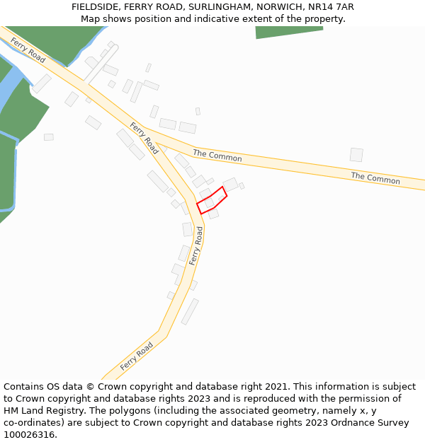 FIELDSIDE, FERRY ROAD, SURLINGHAM, NORWICH, NR14 7AR: Location map and indicative extent of plot