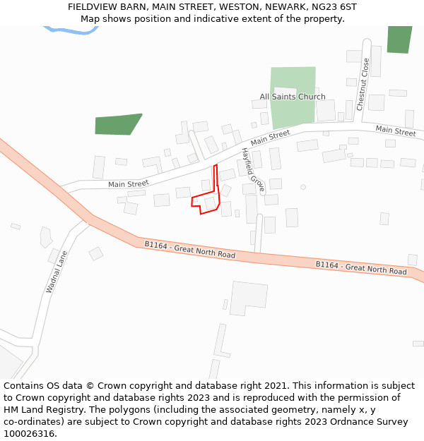 FIELDVIEW BARN, MAIN STREET, WESTON, NEWARK, NG23 6ST: Location map and indicative extent of plot