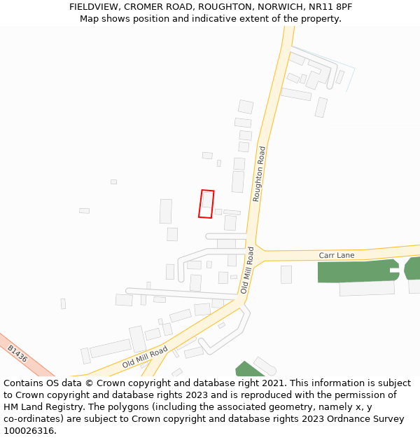 FIELDVIEW, CROMER ROAD, ROUGHTON, NORWICH, NR11 8PF: Location map and indicative extent of plot