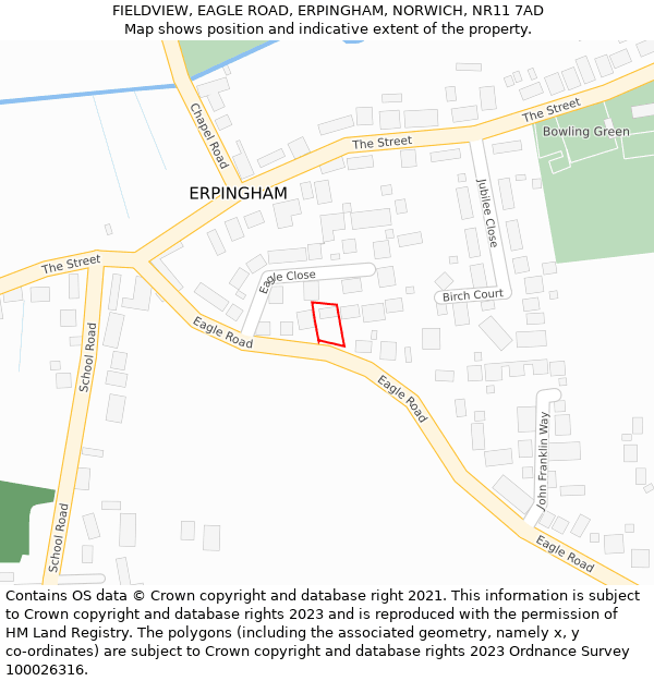 FIELDVIEW, EAGLE ROAD, ERPINGHAM, NORWICH, NR11 7AD: Location map and indicative extent of plot