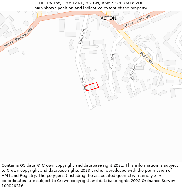 FIELDVIEW, HAM LANE, ASTON, BAMPTON, OX18 2DE: Location map and indicative extent of plot