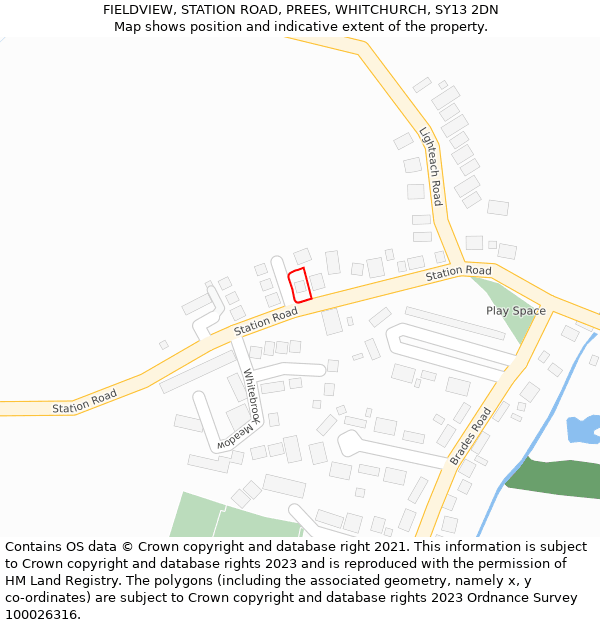 FIELDVIEW, STATION ROAD, PREES, WHITCHURCH, SY13 2DN: Location map and indicative extent of plot