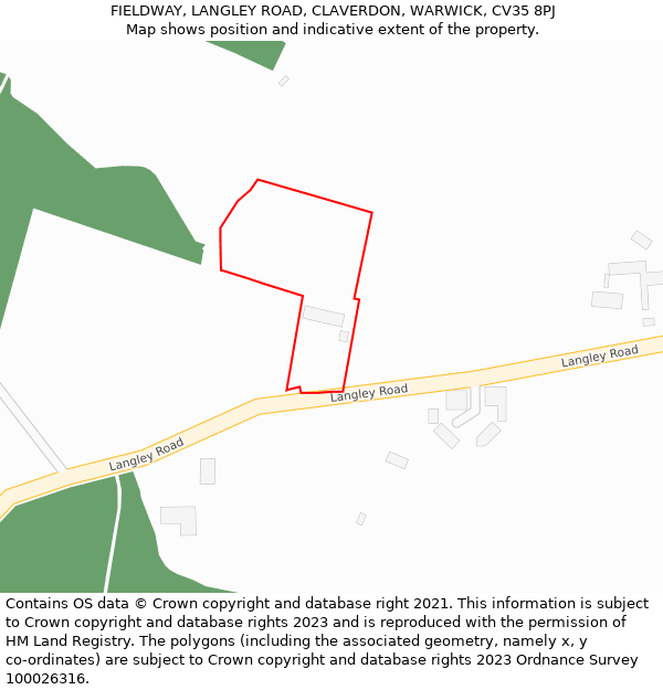 FIELDWAY, LANGLEY ROAD, CLAVERDON, WARWICK, CV35 8PJ: Location map and indicative extent of plot