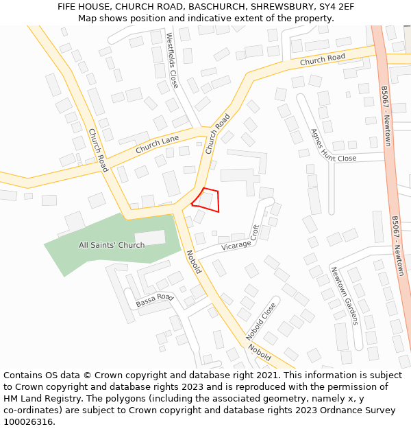 FIFE HOUSE, CHURCH ROAD, BASCHURCH, SHREWSBURY, SY4 2EF: Location map and indicative extent of plot