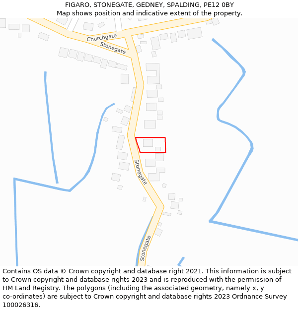 FIGARO, STONEGATE, GEDNEY, SPALDING, PE12 0BY: Location map and indicative extent of plot