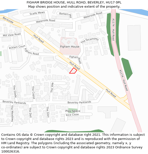 FIGHAM BRIDGE HOUSE, HULL ROAD, BEVERLEY, HU17 0PL: Location map and indicative extent of plot