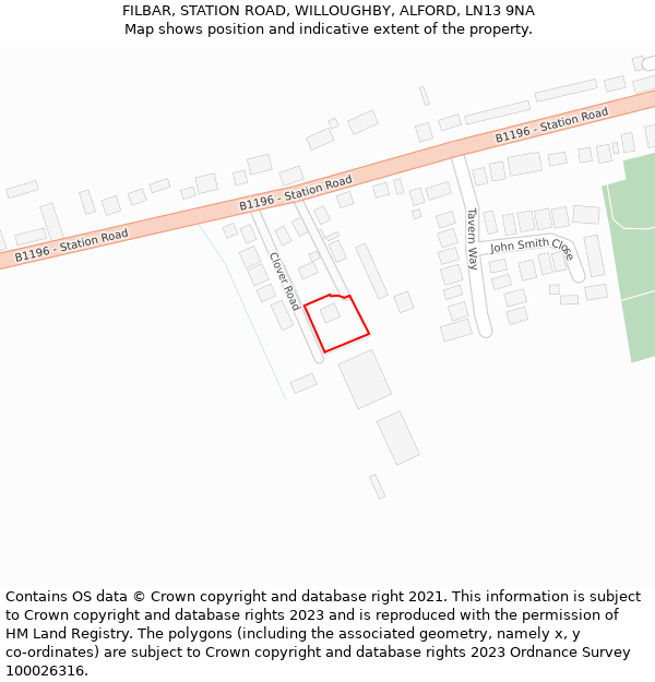 FILBAR, STATION ROAD, WILLOUGHBY, ALFORD, LN13 9NA: Location map and indicative extent of plot