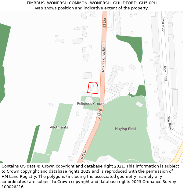 FIMBRUS, WONERSH COMMON, WONERSH, GUILDFORD, GU5 0PH: Location map and indicative extent of plot