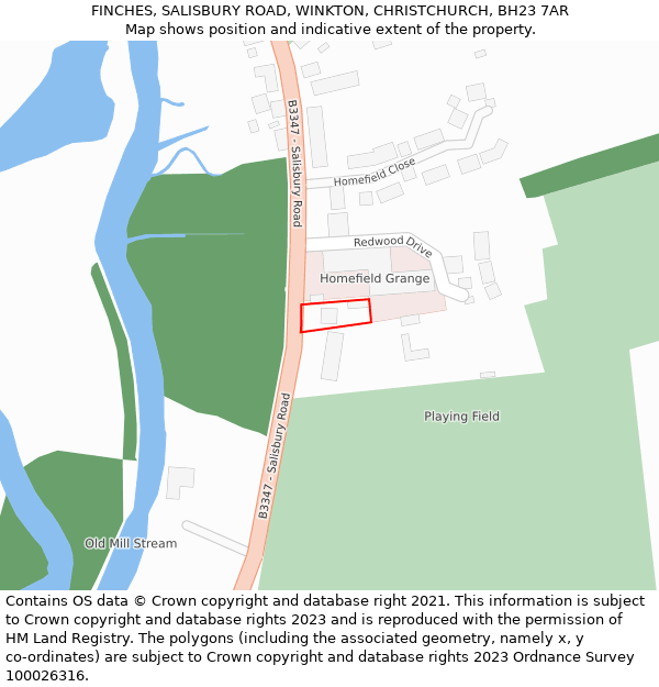 FINCHES, SALISBURY ROAD, WINKTON, CHRISTCHURCH, BH23 7AR: Location map and indicative extent of plot
