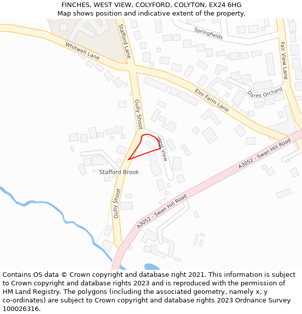 FINCHES, WEST VIEW, COLYFORD, COLYTON, EX24 6HG: Location map and indicative extent of plot