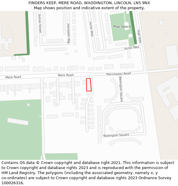 FINDERS KEEP, MERE ROAD, WADDINGTON, LINCOLN, LN5 9NX: Location map and indicative extent of plot