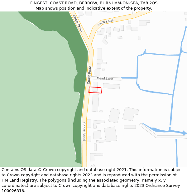 FINGEST, COAST ROAD, BERROW, BURNHAM-ON-SEA, TA8 2QS: Location map and indicative extent of plot