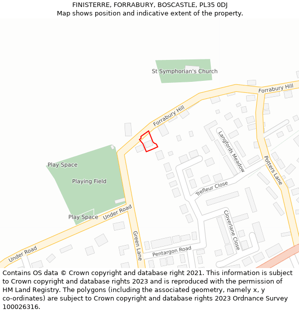 FINISTERRE, FORRABURY, BOSCASTLE, PL35 0DJ: Location map and indicative extent of plot