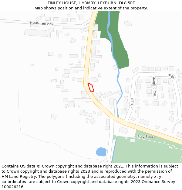 FINLEY HOUSE, HARMBY, LEYBURN, DL8 5PE: Location map and indicative extent of plot