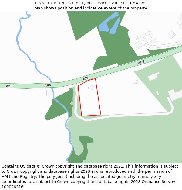 FINNEY GREEN COTTAGE, AGLIONBY, CARLISLE, CA4 8AG: Location map and indicative extent of plot