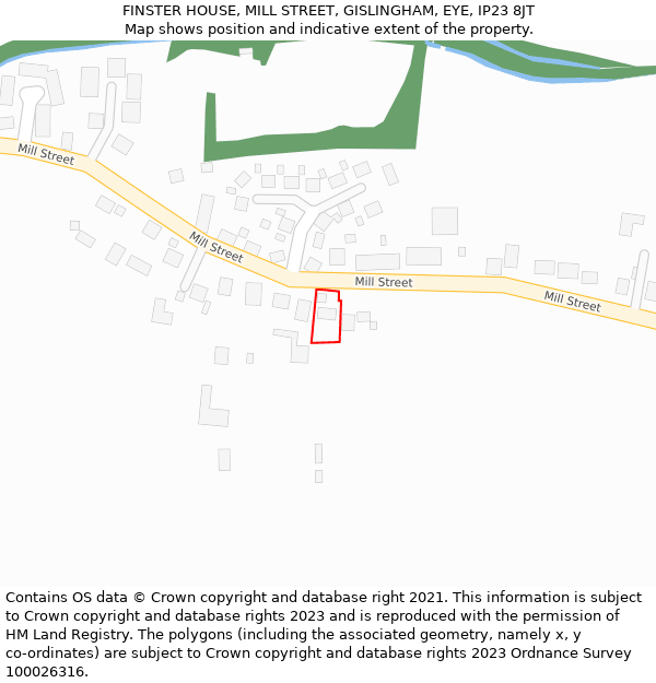 FINSTER HOUSE, MILL STREET, GISLINGHAM, EYE, IP23 8JT: Location map and indicative extent of plot