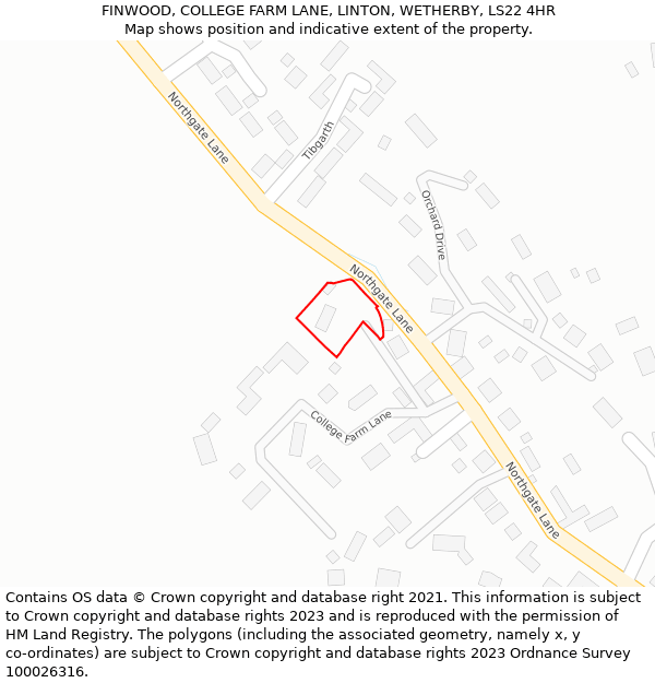 FINWOOD, COLLEGE FARM LANE, LINTON, WETHERBY, LS22 4HR: Location map and indicative extent of plot