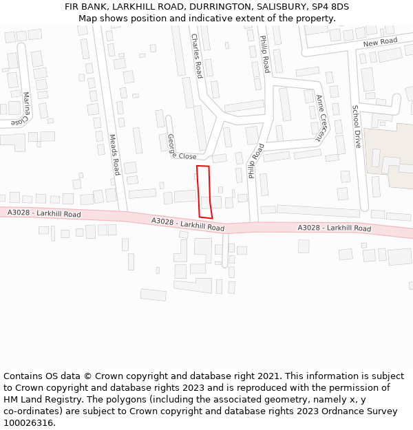 FIR BANK, LARKHILL ROAD, DURRINGTON, SALISBURY, SP4 8DS: Location map and indicative extent of plot