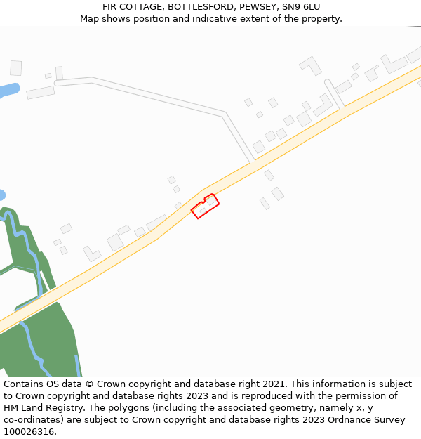 FIR COTTAGE, BOTTLESFORD, PEWSEY, SN9 6LU: Location map and indicative extent of plot